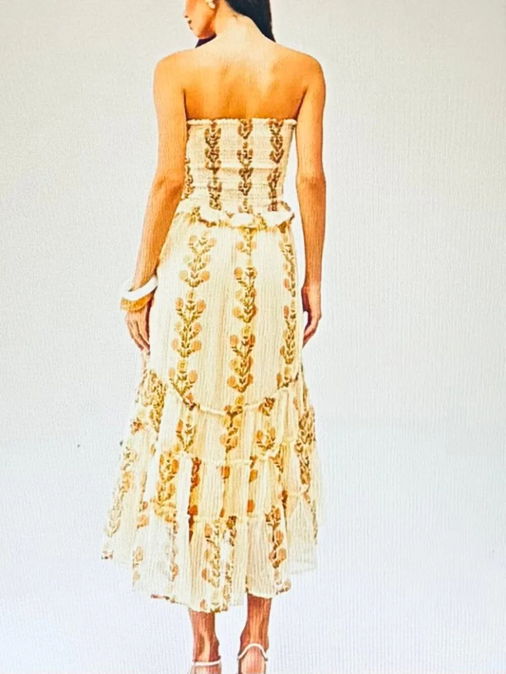 Free People Alejandro Floral Midi Dress in Yellow & Green (L) New With Tag